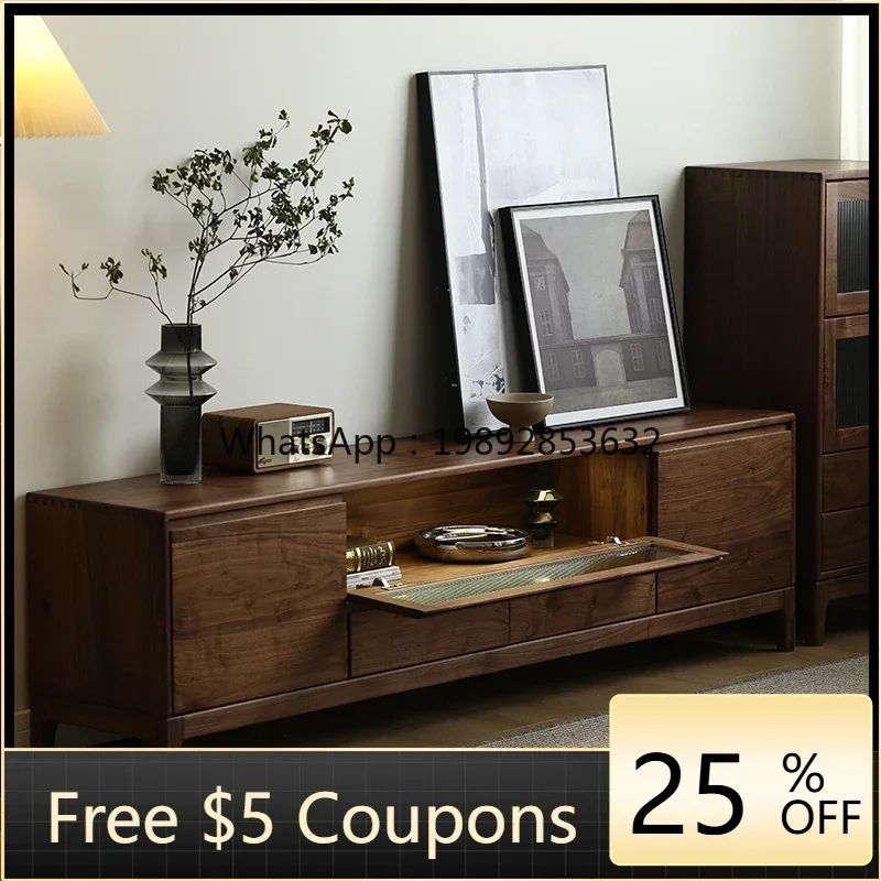 

GZ Solid Wood TV Cabinet Log Storage Modern Minimalist Living Room Furniture