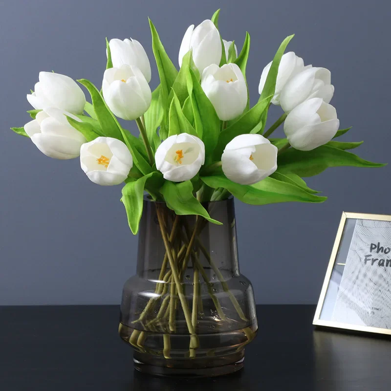 5/10Pcs Tulip Artificial Flowers Bouquet 38cm Real Touch PE Fake Flowers for Wedding Decoration Ceremony Decor Home Garden Decor