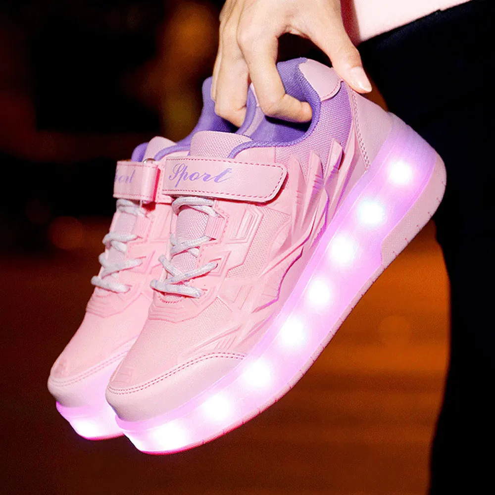 LED Roller Skates Shoes for Girls Boys Kids Gifts Adult Man Women Luminous 2 Wheels Casual Outdoor Sport Roller Sneakers Shoes