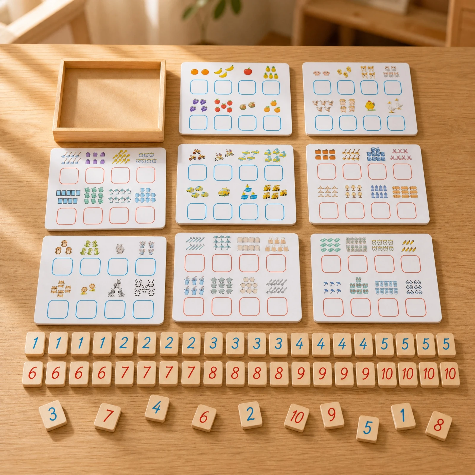Early Learning Number Matching Board Colorful Wooden Number Puzzle with Tiles Educational Toy Screen-Unplugged Math