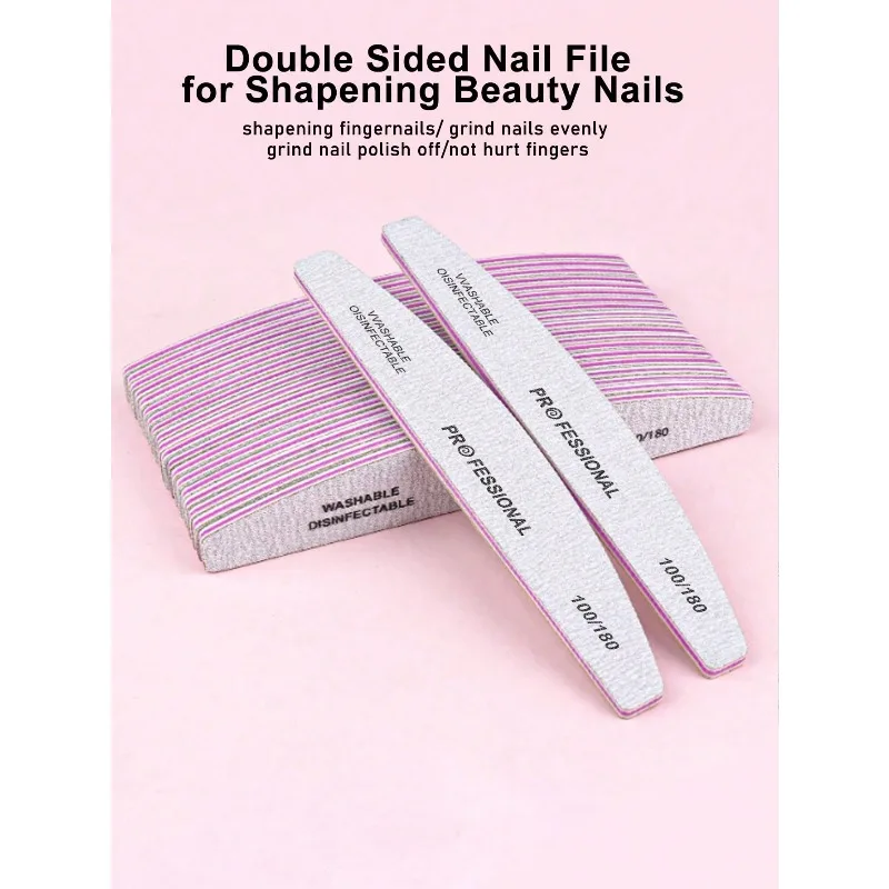 

3Pcs High Quality Professional Nail Tool Double-Sided Grit File Purple Core Shape Wear-Resistant Manicure Buffer Portable