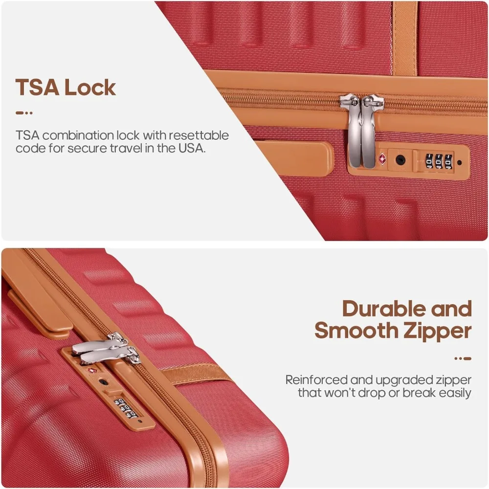Set Koper Spinner Hardside 3 Buah - Koper Kabin 20 Inci dengan Kunci TSA, Set Koper Perjalanan yang Tahan Lama