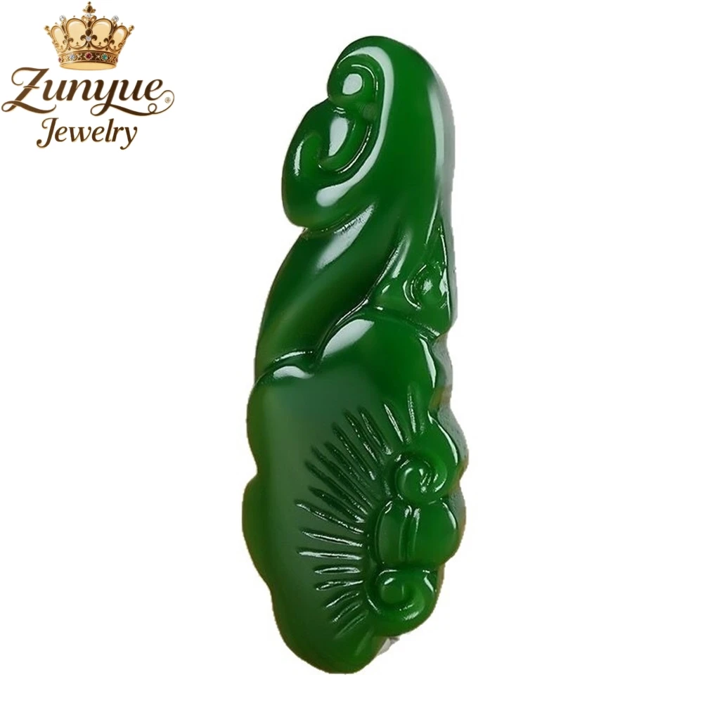 High-End Natural Spinach Green Hetian Jasper White Jade Ruyi Auspicious Pendant Ethnic Style Fashion Jewelry Couple Holiday Gift 5