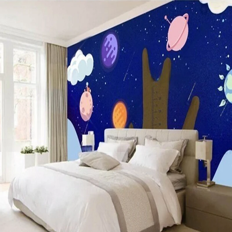 Modern and simple 3d stereoscopic space universe children's room TV luxurious home decoration bedroom background wall