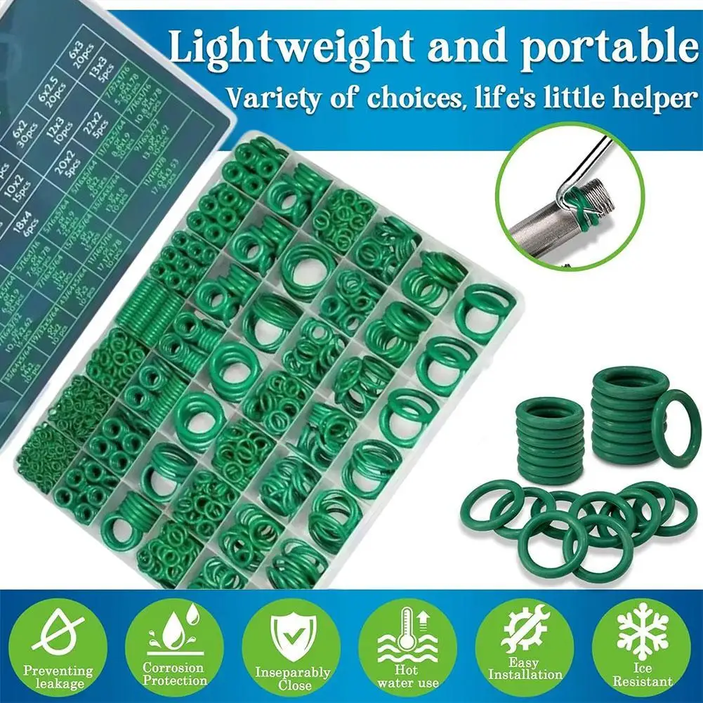 

595 шт. O-образный комплект для кондиционера, набор в ассортименте, уплотнительные резиновые аксессуары O-типа, техническое обслуживание