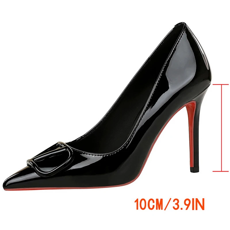 BIGTREE Scarpe da donna Décolleté Moda Nuovo stile Tacchi alti Scarpe da festa sexy in vernice Tacchi da donna 10 CM Tacchi sottili di lusso 2025