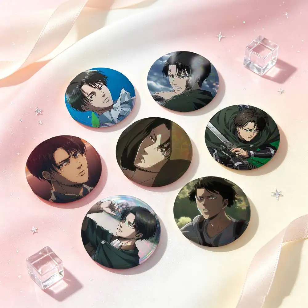 Levi Ackerman Anime Figure Badges Button Round Creative Pin Brooch Badge Bag Decor Accessories Fans Collect Friends Gifts