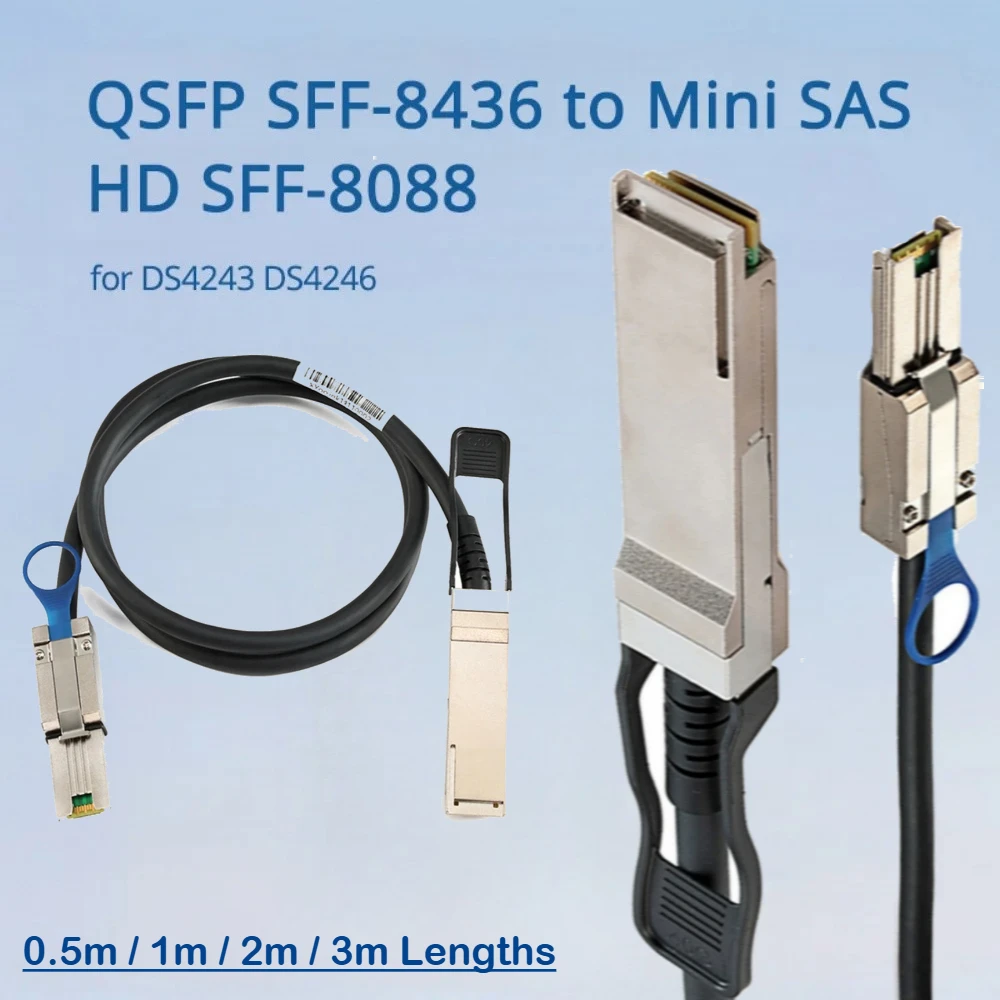 QSFP SFF-8436 To Mini SAS HD SFF-8088 Servers Hard Disk Adapter Cable for DS4243 DS4246 Server HDD Length Optional 0.5M 1M 2M 3M
