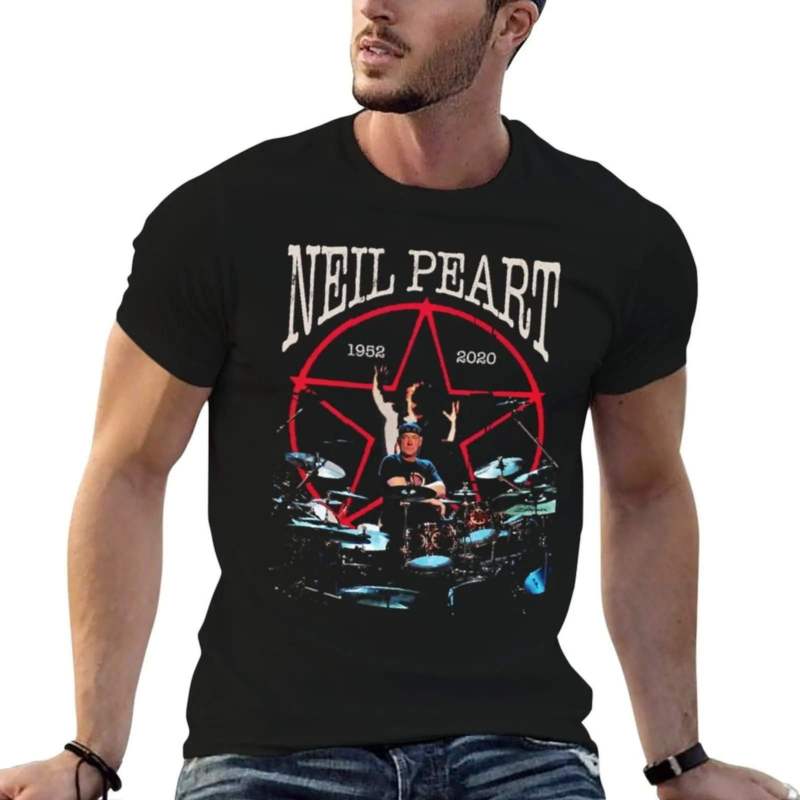 Vintage Neil Peart Awesome For Movie Fans T-Shirt Work Wear Lightweight Tee