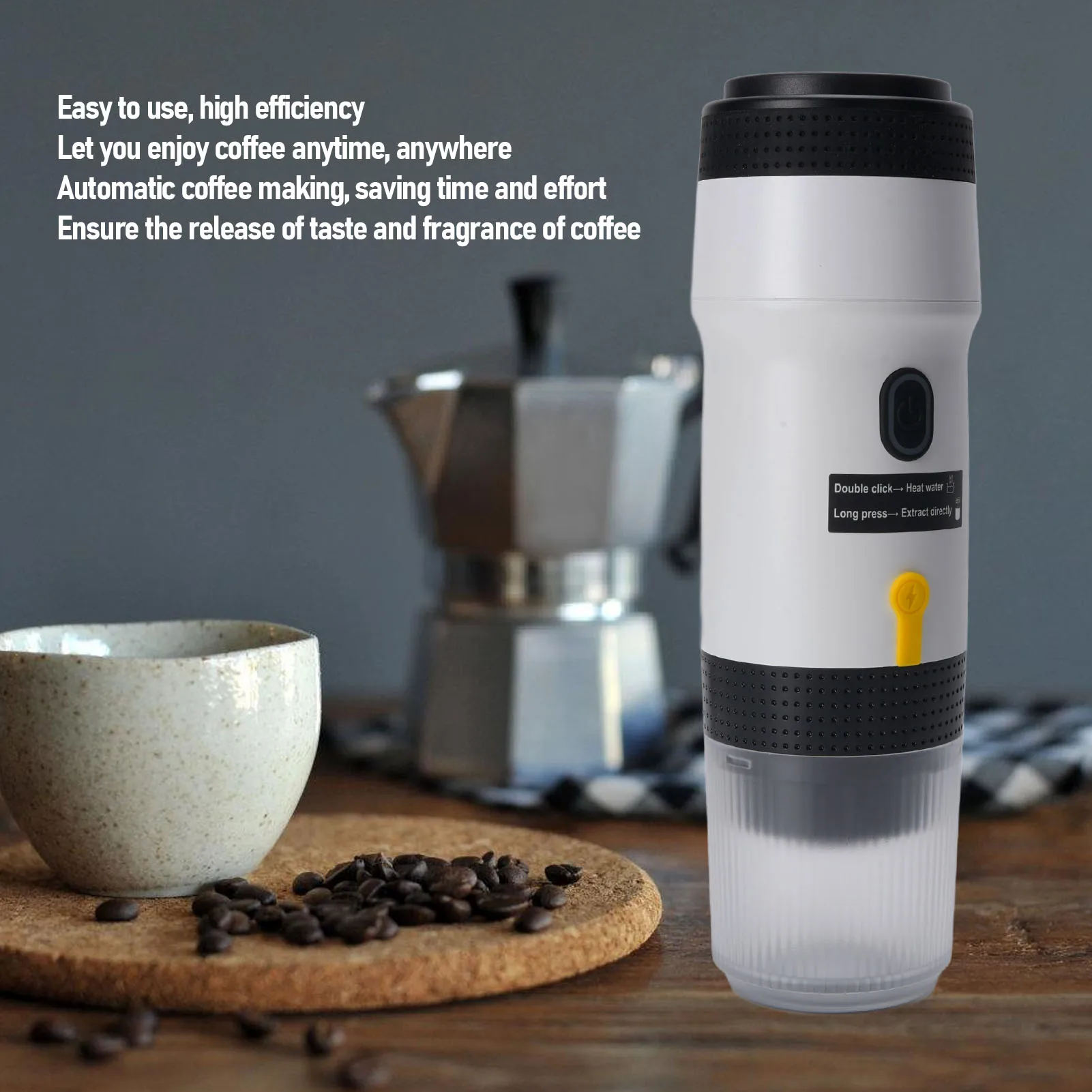 ماكينة صنع القهوة المحمولة 304 من الفولاذ المقاوم للصدأ ماكينة صنع القهوة الصغيرة الأوتوماتيكية للتخييم والسفر في السيارة في الهواء الطلق