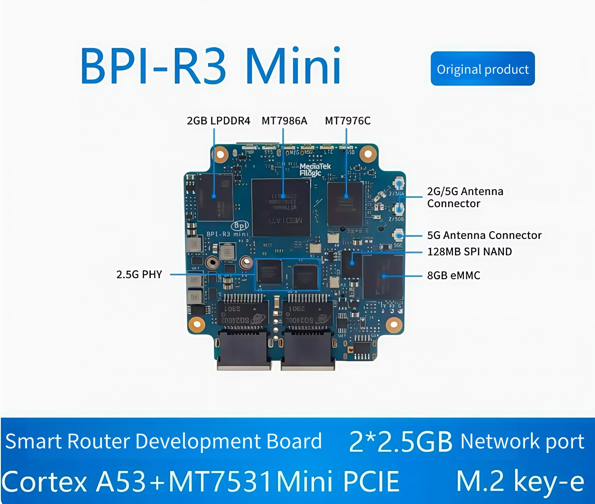 

Banana Pi BPI-R3 Мини-высокопроизводительная плата разработки маршрутизатора с открытым исходным кодом, поддерживает WiFi6