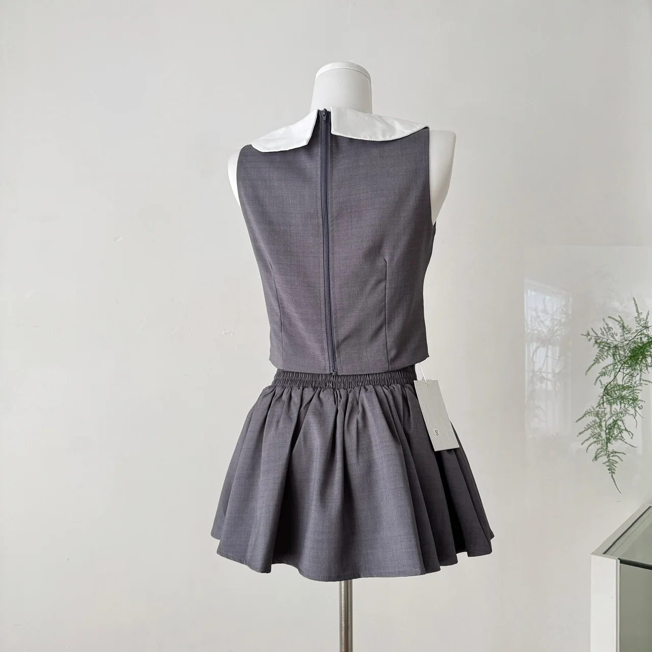 

Невозрастной моющийся комплект, женский летний кукольный воротник, облегающая пышная юбка f-длины с высокой талией