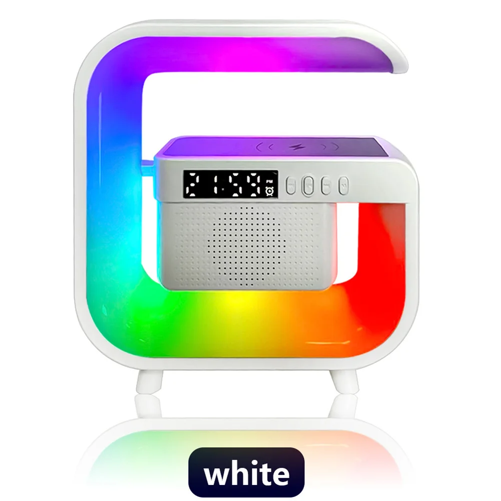 Alarm Clock with Wireless Charging Station RGB Night Light Multifunction Atmosphere Bedside Light App Control for Indoor Bedroom