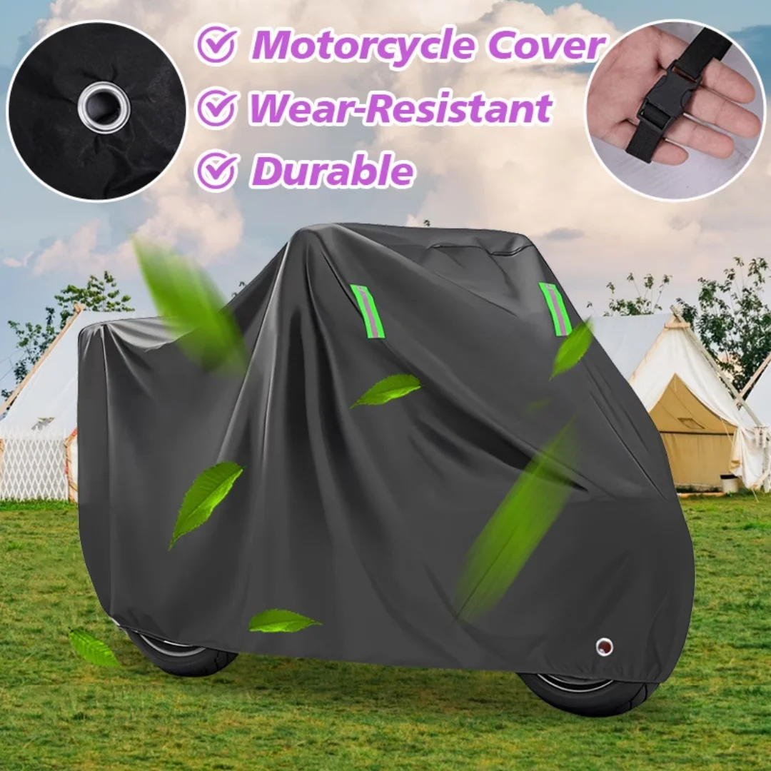 1PC Motorcycle Storage Cover Dustproof UV Resistant for Outdoor Parking Camping Fits Most Motorcycles