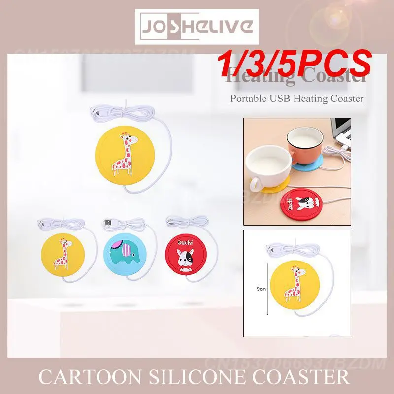 1/3/5PCS Cute Cartoon USB Warmer Thermostatic Coaster Heating Coaster Electric Heating Heated Mugs Office Drink Warmer Mat