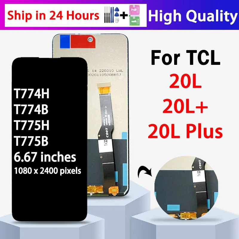 

6.67"Original For TCL 20L 20 Lite T774H T774B LCD 20S T773O Display Touch Screen Digitizer For TCL 20L+ 20 Lite Plus T775H T775B