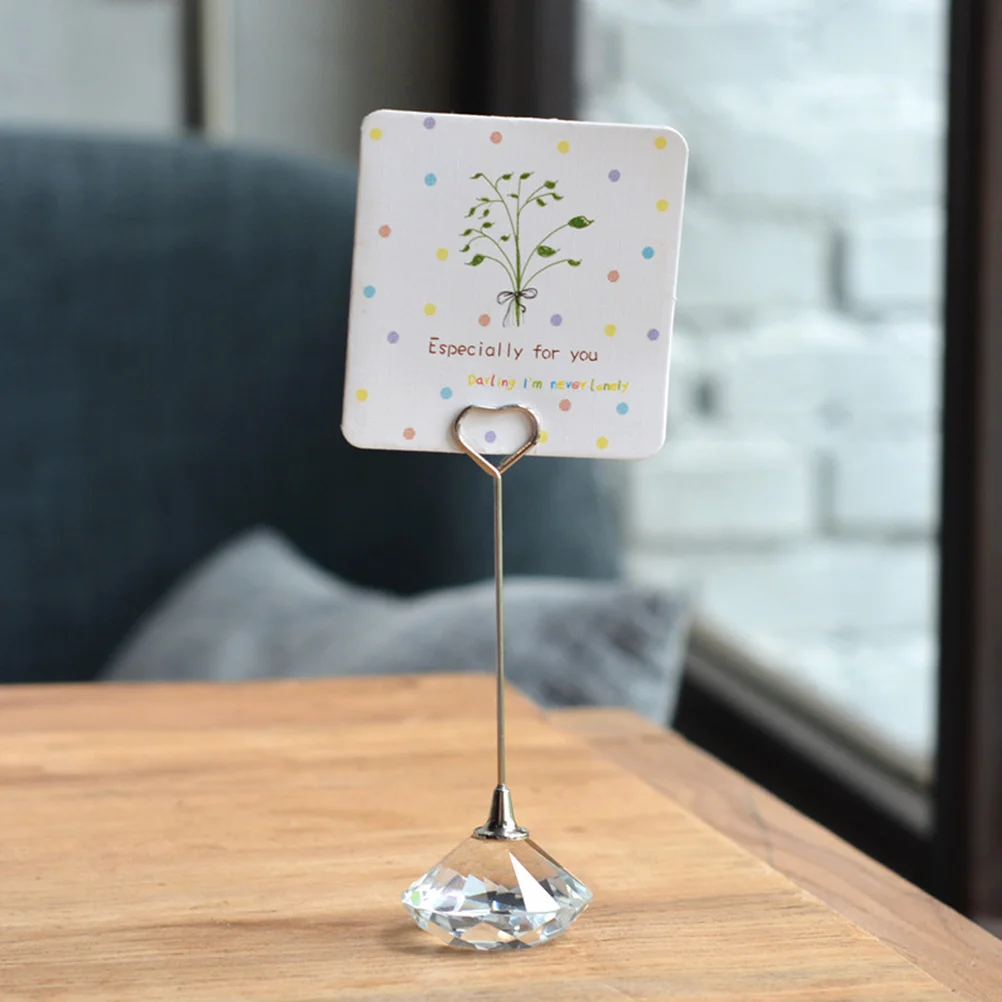 

Crystal Love Heart Note Clips Metal Transparent Photo Card Holder Memo Stand Business Wedding Party Decoration