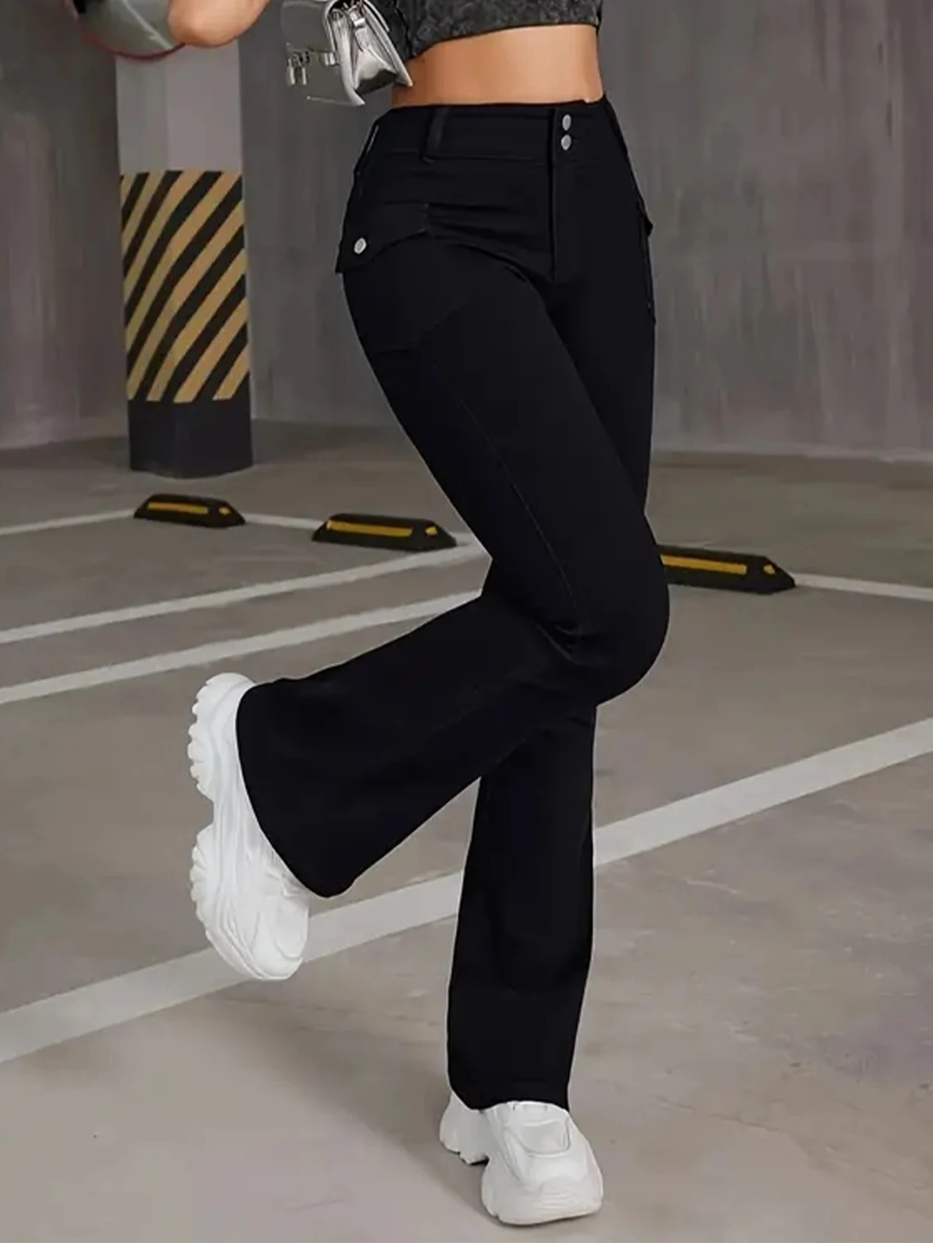 Nueva ropa de calle para mujer, pantalones vaqueros ajustados a la moda Vintage, pantalones acampanados góticos negros clásicos, pantalones con parte inferior acampanada de diseñador de cintura alta