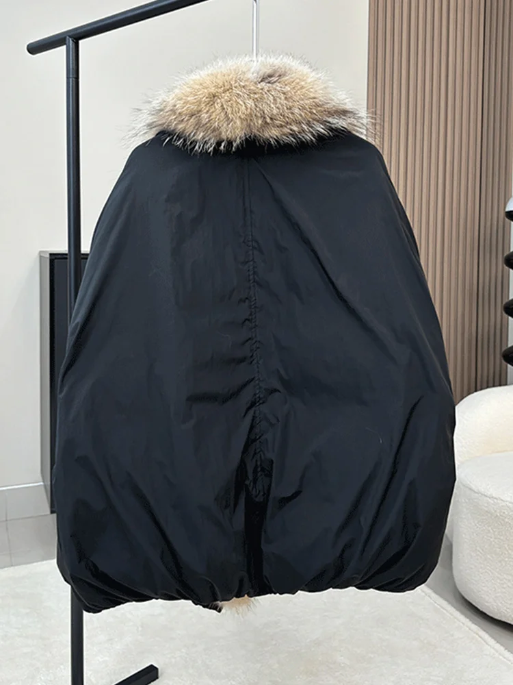 الشتاء الدافئة أوزة أسفل السترات الطبيعية ريال فوكس الفراء طوق المرأة البخاخ السترات سميكة فضفاضة معاطف الإناث أبلى #6