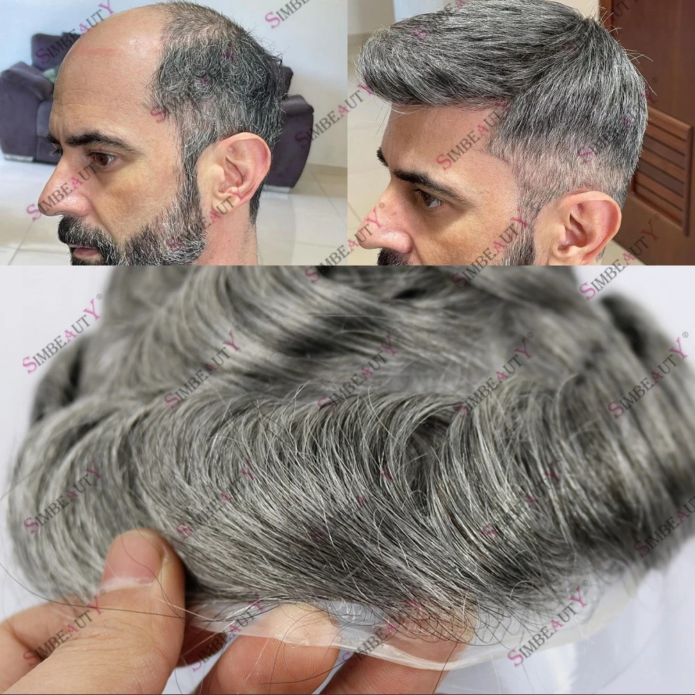 Ultra Natural Hairline 0.06-0.08mm Thin Skin Invisible Micro Knots PU Base Toupee for Men Prosthesis Capillary Hair System