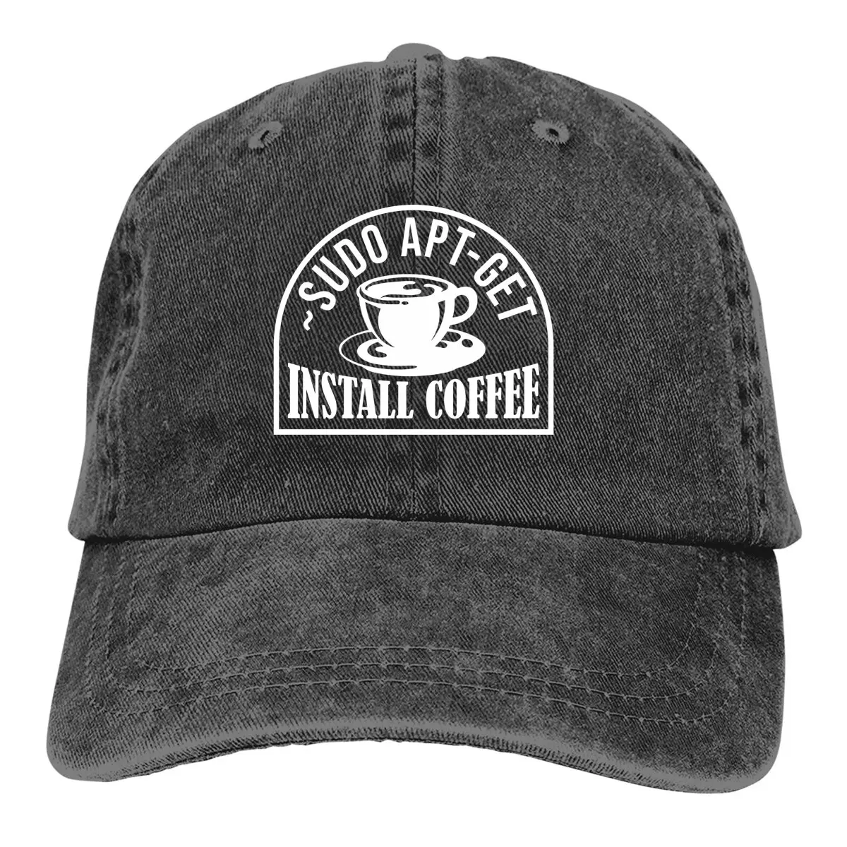 Sudo Apt Get Install Coffee Comp Admin Sysadmin Classic Washed distressed baseball cap Fishing caps Sun hats Gift Golf Hats