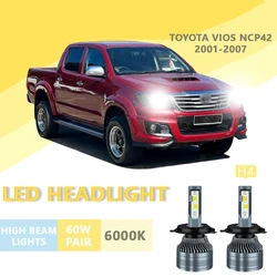 2PCS FOR TOYOTA Hilux vigo 2006-2017 6000k H4 Super Bright Hi/Lo Beam Headlamp Lampu LED Headlight Bulb White Light