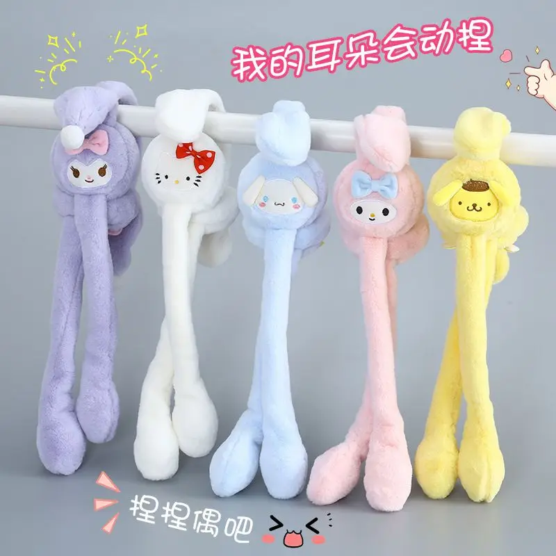 

Sanrios Kuromi Earmuff Moving Ears Cute Hello Kittys Cinnamoroll Earflap Winter Warm Outdoor Protection Ear-Muffs Christmas Gift