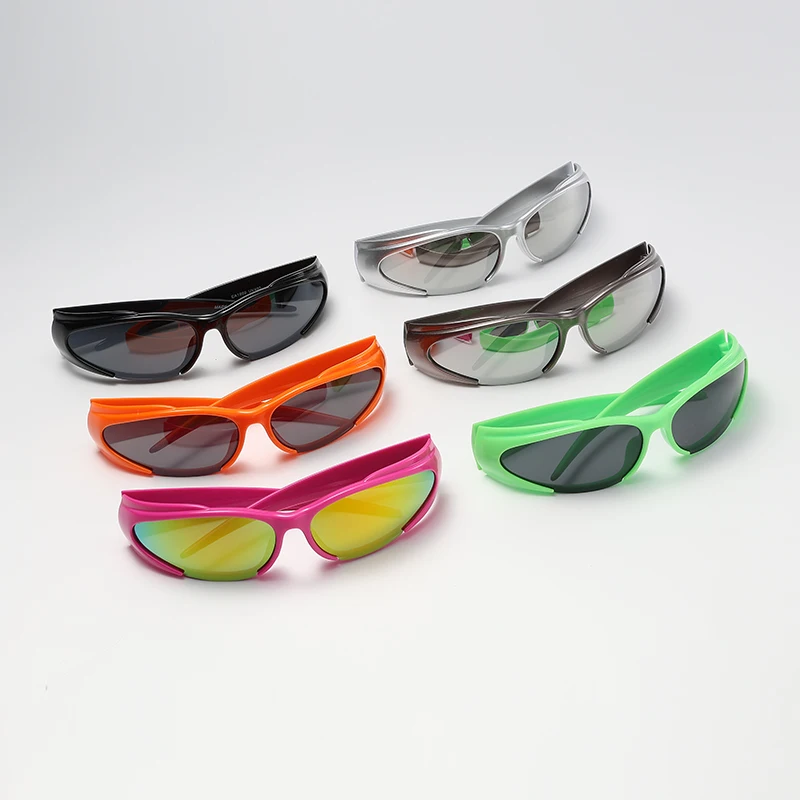 Protective Glasses Y2K Silver Sunglasses Colorful Cycling Future Sense Technology Sun Glasses Trendy Eyeglasses Female UV400