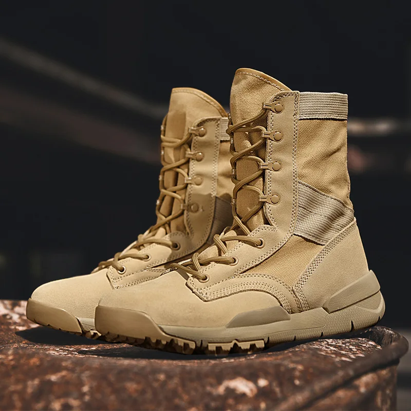 Botas Martin de couro genuíno masculino e feminino, sapato militar, top alto, ao ar livre, deserto, casal, outono, inverno, novo