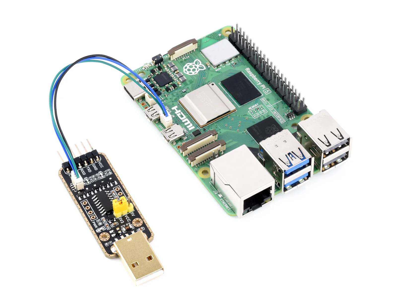 Pi UART Debugger, USB-zu-UART-Debugger-Modul für Raspberry Pi 5, Typ-A-Anschluss, UART-Anschluss, Übertragung mit hoher Baudrate