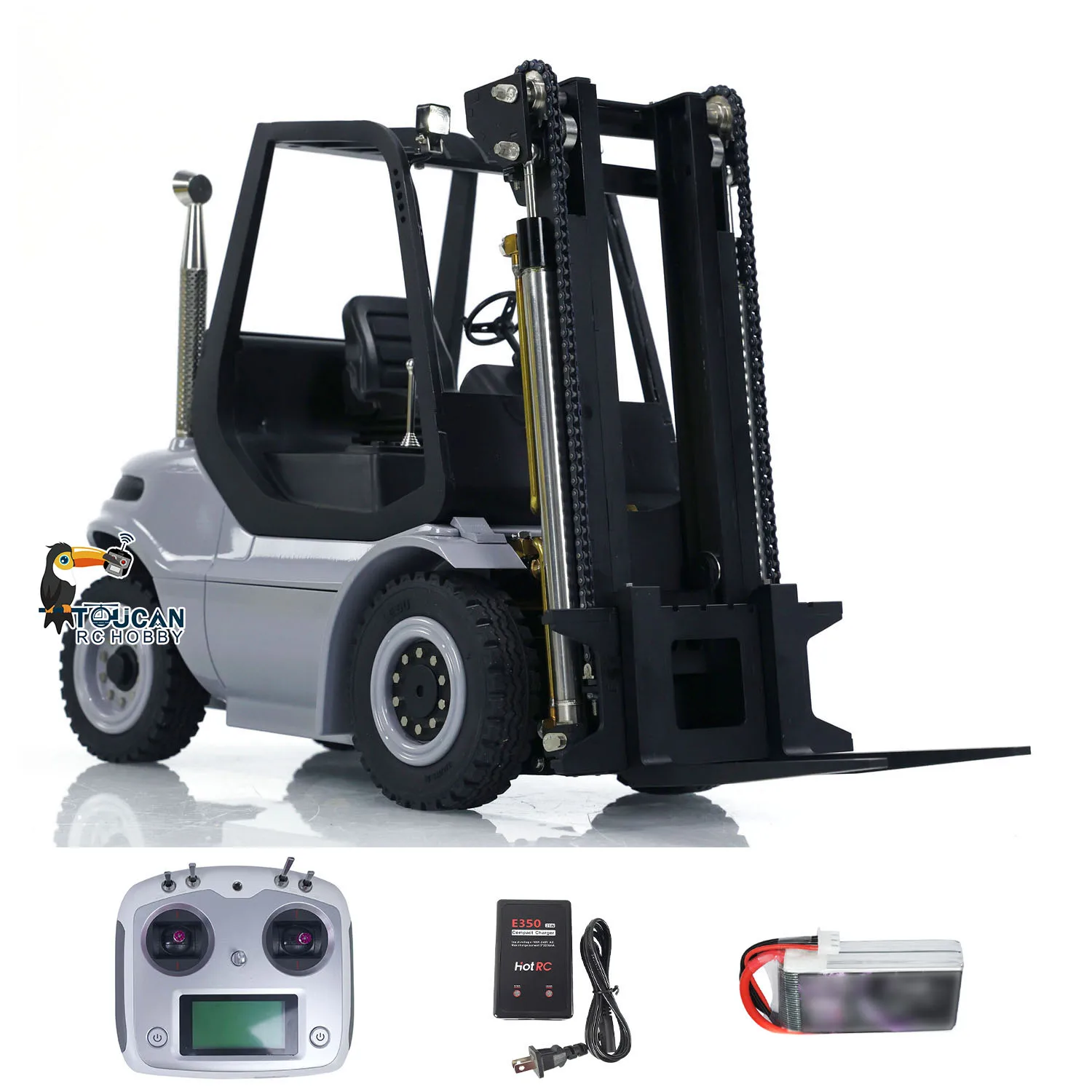 RTR LESU 1/14 Scale RC Hydraulic Forklift Metal Remote Control Fork Lift Truck Car Model with Sound Light Set Battery THZH1899