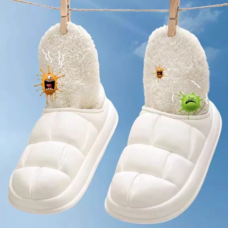 

Home with Added Velvet Men's Cotton Shoes Winter Outdoor Wear 2024 New Aterproof Cotton Slippers for Women's Thick Soled Indoor