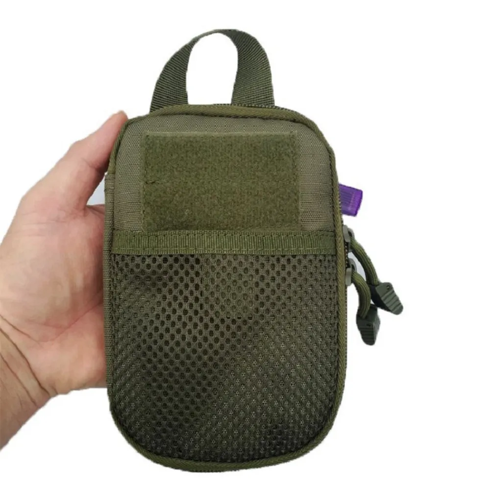 Outdoor Bag Army Green Heavy-Duty Tactical First-Aid Kit Pouch with Hanging Rope for Emergency Lifesaving Gear Mobile