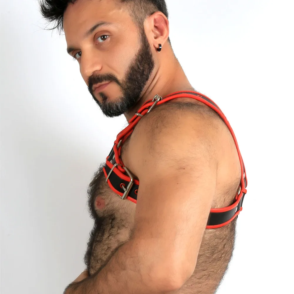 مثلي الجنس الهذيان تسخير BDSM مثير الكتف تسخير حزام الوثن الرجال الجلود الجسم قفص مربط صدر حزام حزام جرو مثلي الجنس الملابس الداخلية الجنس