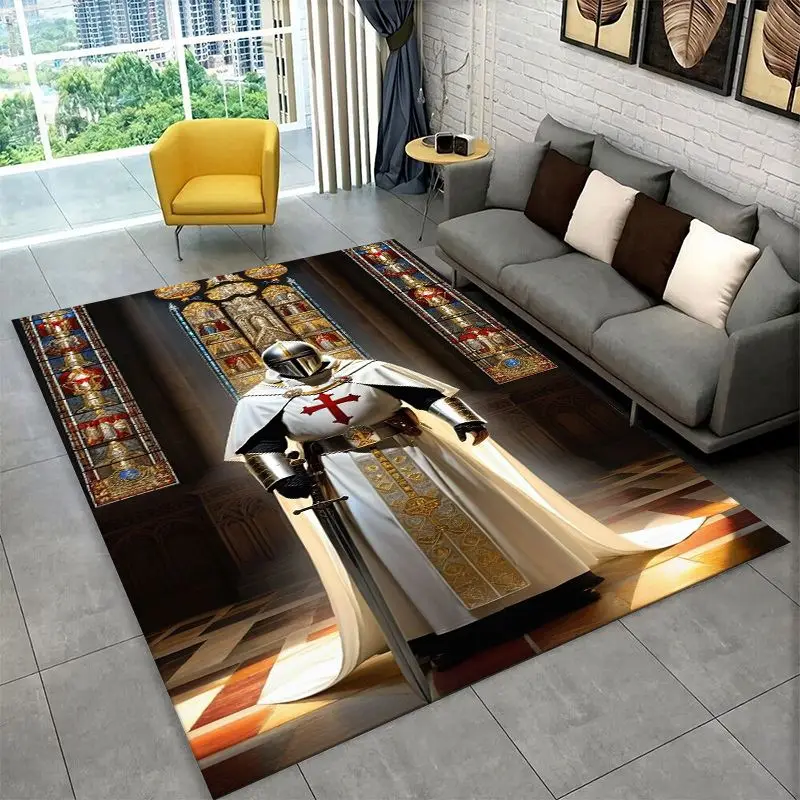 Templar Knight Dark Cavalier Crusaders Cartoon Large Area Rug Non-slip Carpet for Bedroom Living Room Sofa Doormat Floor Mat - view 6