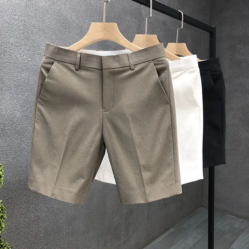 

High-End Light Business Suit Shorts Men's White Slim Straight Shorts Men's Summer Thin Casual Shorts