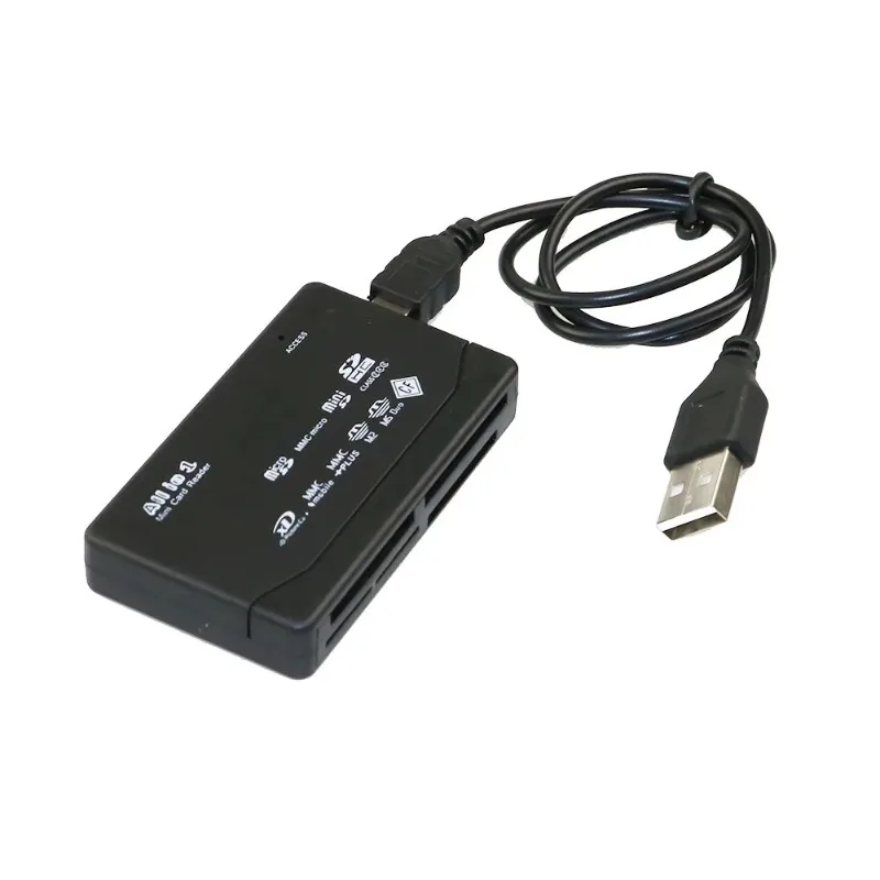 All In One Memory Card Reader USB External Cardreader SD SDHC Mini Micro M2 MMC XD CF Reader  For MP3, Digital Camera