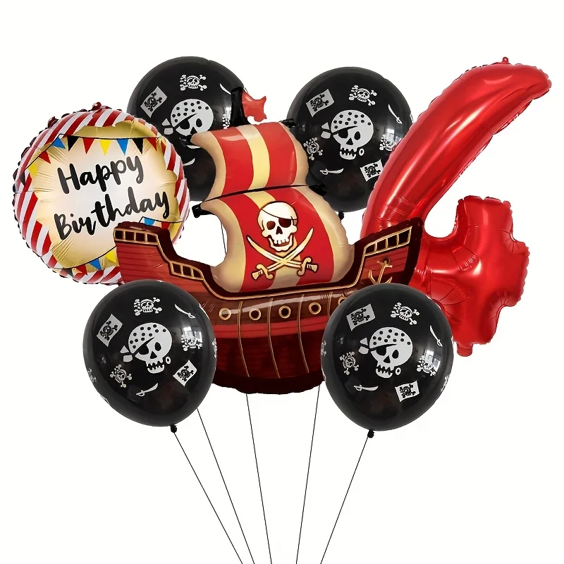 Piratenschiff-Folienballon mit Nummer 1-9 Piraten-Themen Geburtstag Halloween Deko für Innen und Außen Festival-Szenendekoration Zubehör – Detail 5