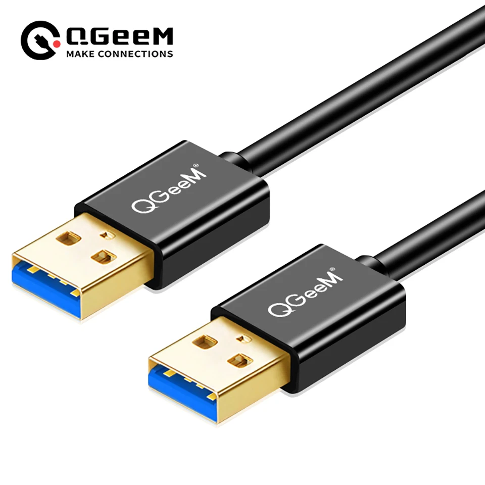 QGeeM kabel USB 3.0 2.0 Super prędkość USB3.0 z męskiego na męskie przedłużacz USB do radiatora dysk twardy USB 3.0 przedłużacz do przewodów danych