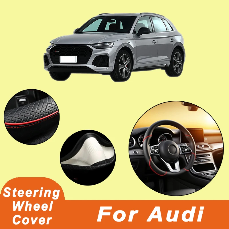 

For Audi Series 38cm Car Leather Steering Wheel Cover- Anti-Slip, Wear-Resistant, All-Season, Universal | Cubre Volante Auto