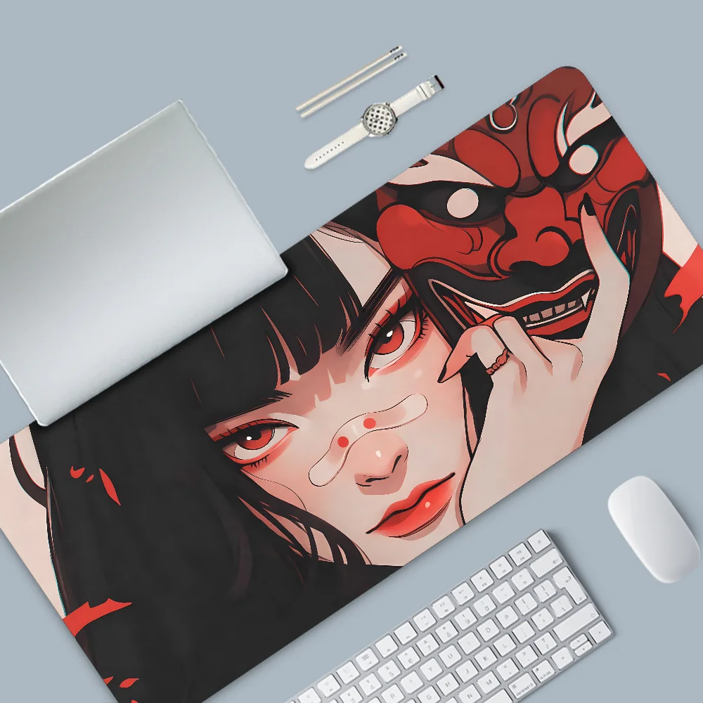 Anime Ghost Face Girl Mousepad Desk Pad Gaming Accessories Prime Gaming XXL Keyboard Pad Stitched Pad Desk Pad