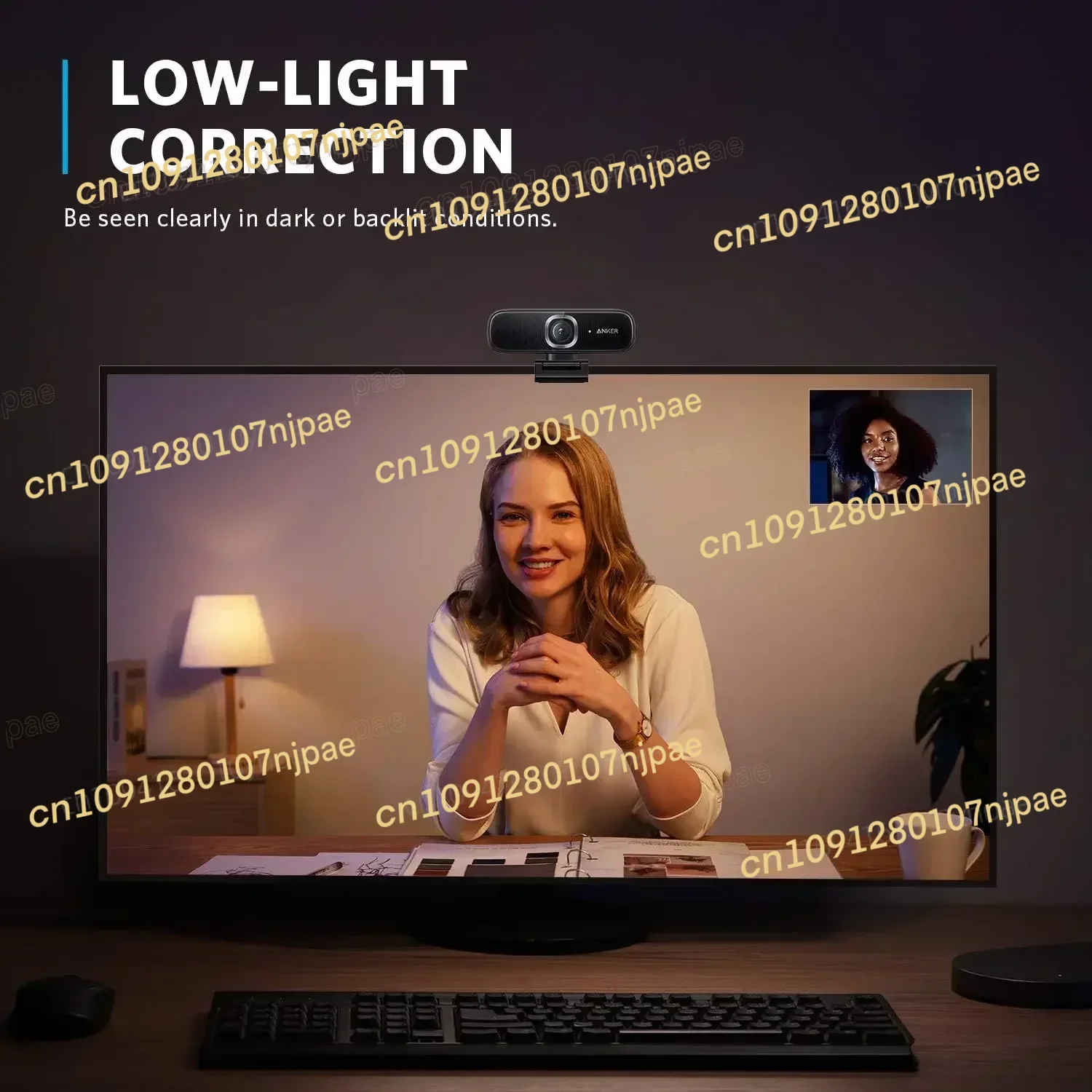 In StockAnker PowerConf C300 Smart Full HD AI-Powered Framing Autofocus 1080p Webcam Noise Cancelling Microphones Adjustable FoV