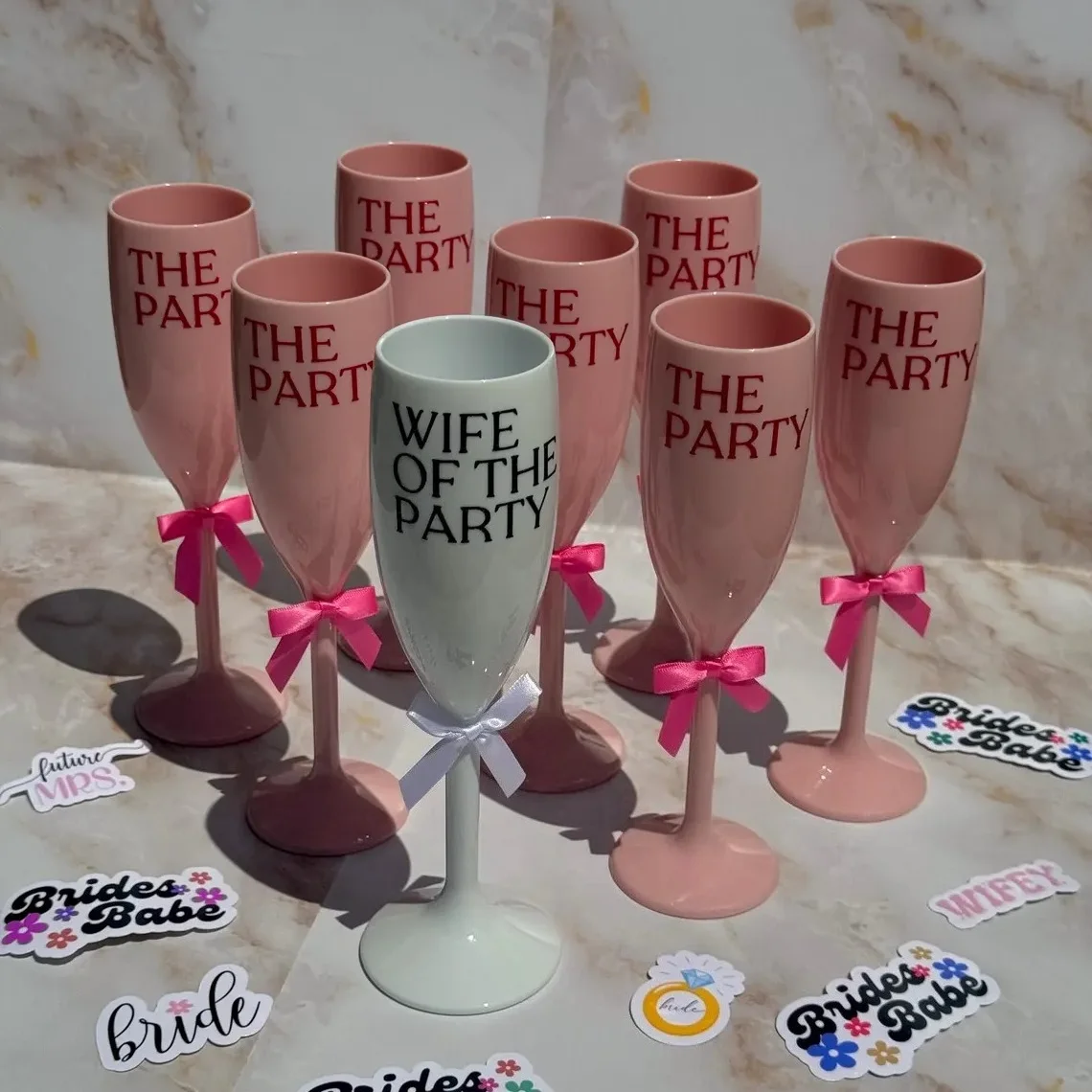 

Wife of The Party Plastic Champagne Flute Bachelorette Party Supplies Bridal Party Gift Bride To Be Bridesmaid Gift Wedding Day