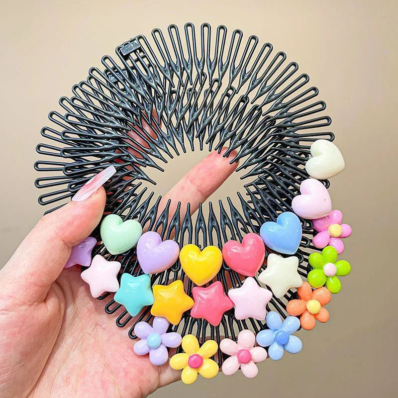 2/3pcs/set Cute Colorful Cartoon Round Plastic Hair Combs For Children Grls Sweet Hair Ornament Headband Lovely Hair Accessories