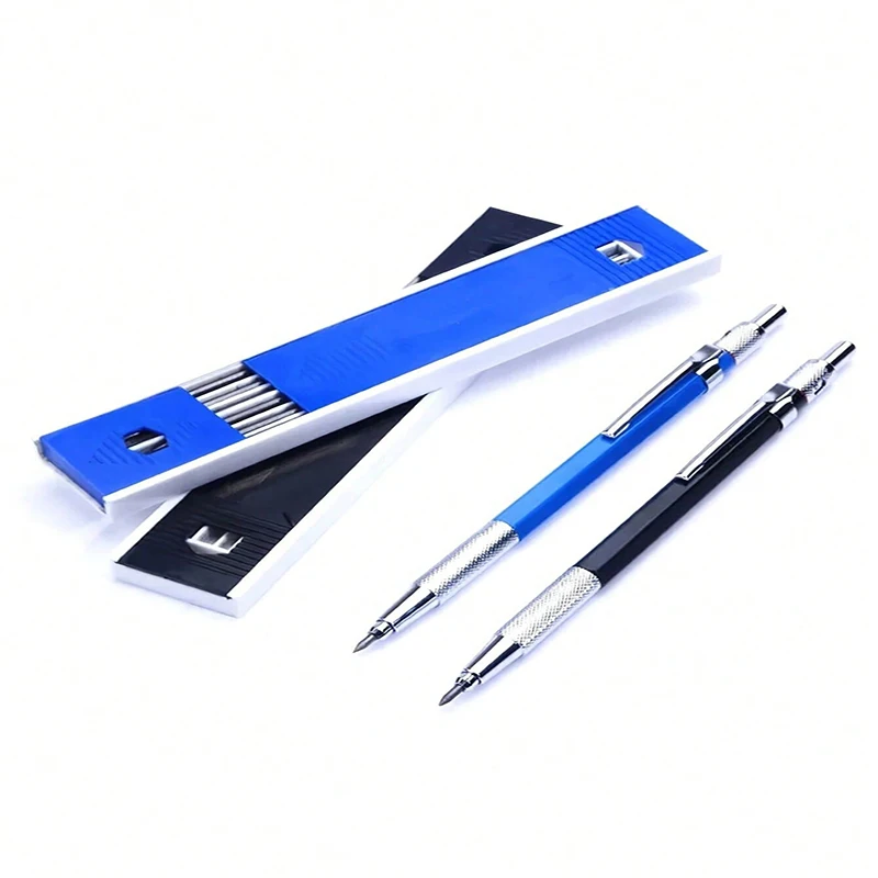 

Professional 2.0mm Mechanical Pencil Set for Drawing/Sketching/Carpentry with 12 Lead Refills - Heavy Duty Drafting Tools
