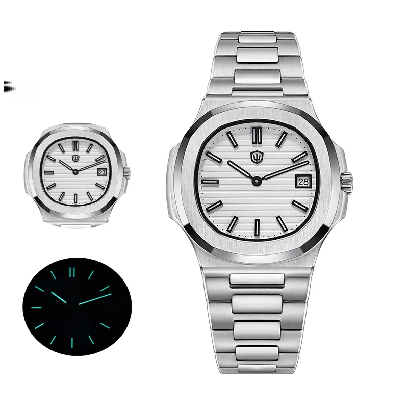 

Часы Watchdives WD00013 с механизмом Ronda 714, сапфировым стеклом, светящимся циферблатом BGW9, водонепроницаемые, из нержавеющей стали, винтажные наручные часы