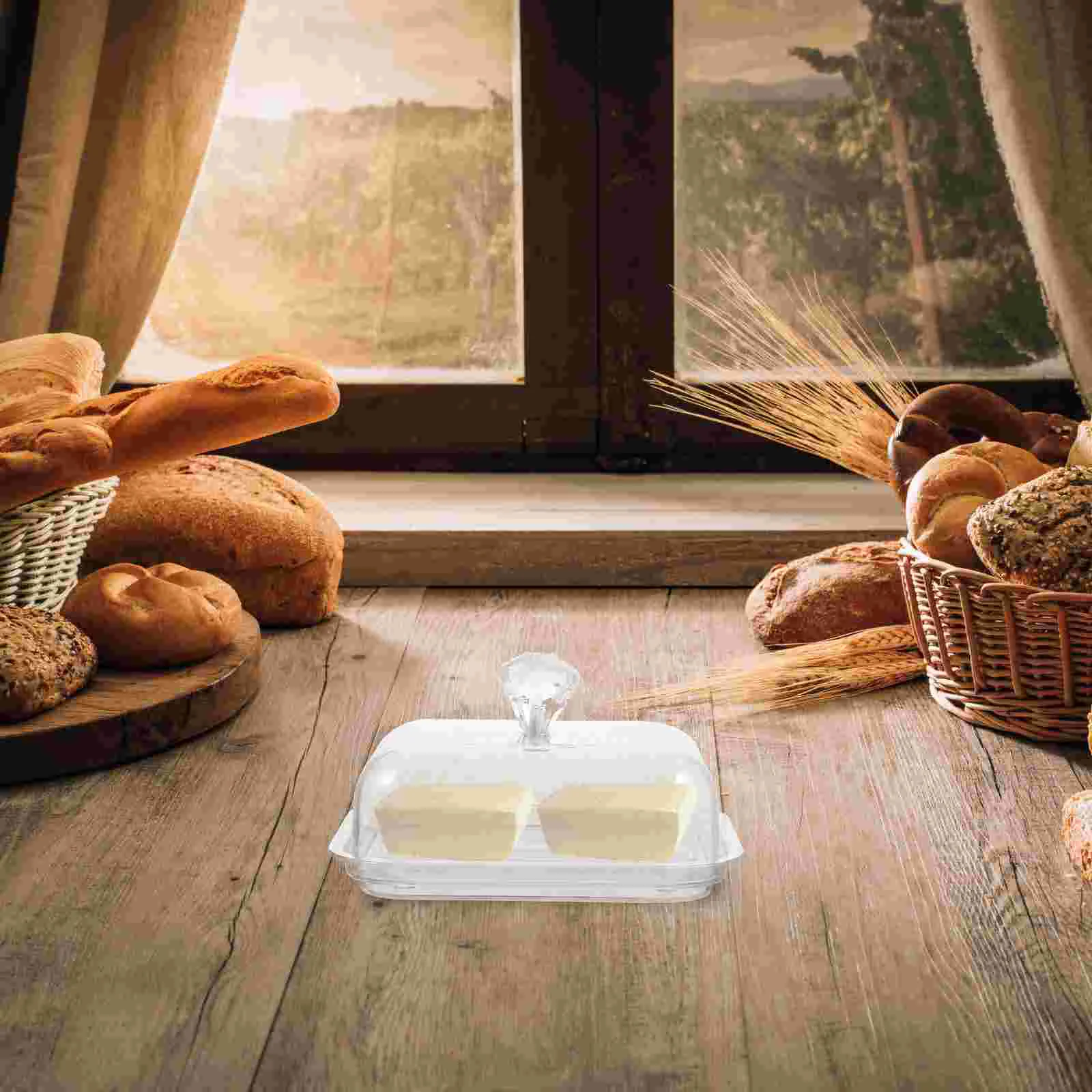 Butter Box Dessert Container Holder Crisper Small with Cover Acrylic Insect-proof Home Tableware