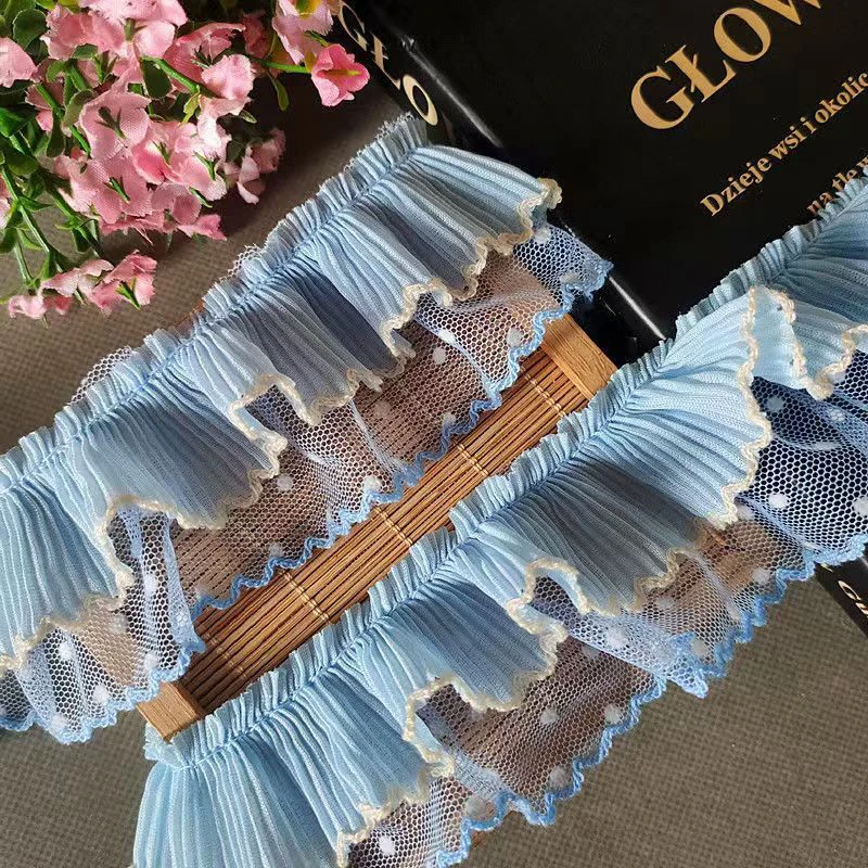 

5 Yards Ruffled Lace Trim 5cm Width Pleated Lace Trim Ribbon For Diy Curtain Bag Lolita Dress Shirts Collar Decor DIY Crafts