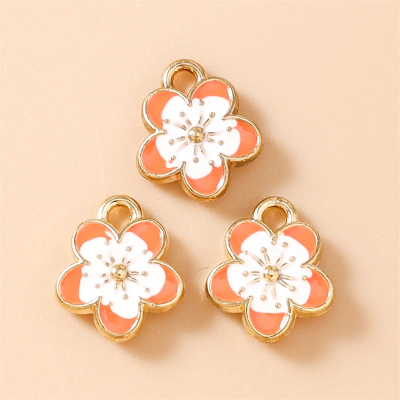 20 Stück 10x12mm Niedliche Bunte Mini-Emaille-Blumen-Anhänger für Schmuckherstellung Ohrringe Halsketten Armbänder DIY Bastelbedarf – Detail 10