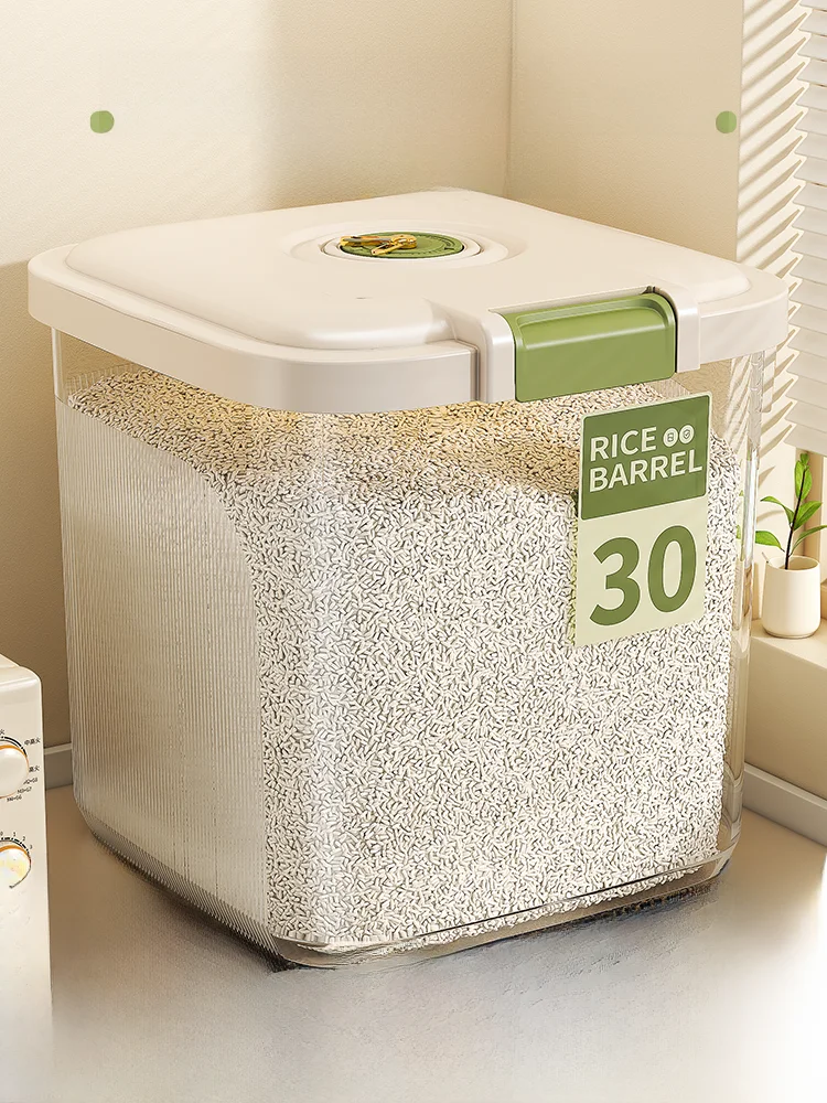 

Large Capaci Rice Storage Container Moisture Proof Pest Control Home Use Barrel aped Plastic Kitchen Storage Jar